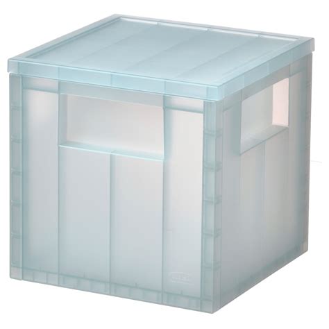 PANSARTAX storage box with lid, transparent grey-blue, 16.5x16.5x16.5 ...