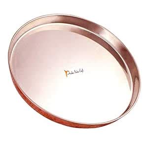 Buy Prisha India Craft Stainless Steel Copper Dinner Thali Plate ...