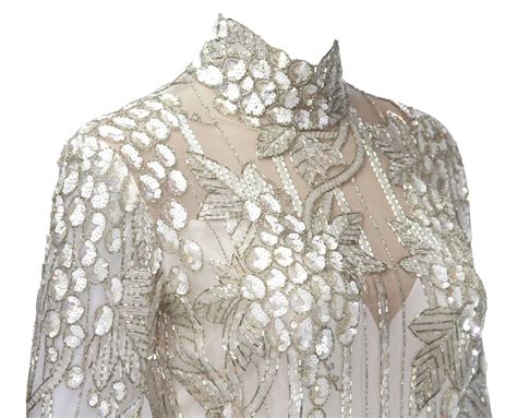 Iconic 1989 Bob Mackie White Embroidered Beaded Grapevine Design Gown ...
