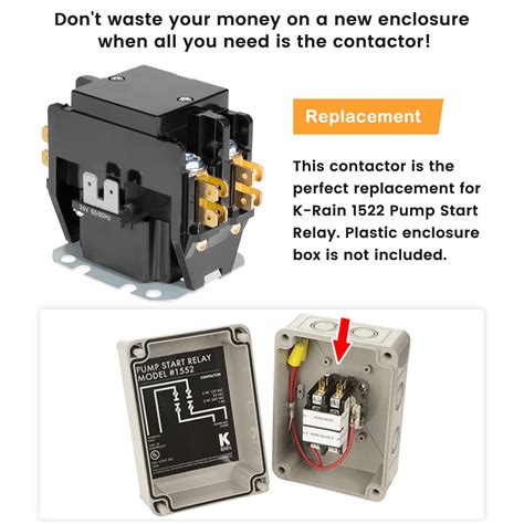 Buy Replacement Contactor for K-Rain 1522 Pump Start Relay 24V Coil ...