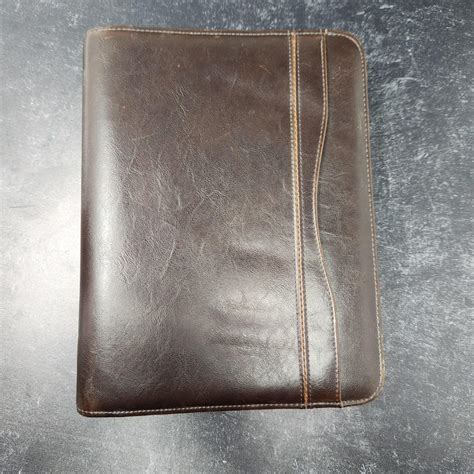 Vintage DAY-TIMER Brown Leather Planner Zip Around Organizer 8 X 10.5 ...