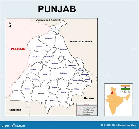 Punjab Map. Political and Administrative Map of Punjab with Districts ...