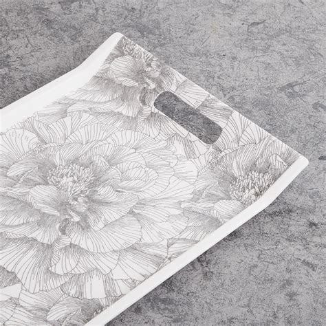 Buy Meadows Imogen White Printed Melamine Tray - 27cm from Home Centre ...