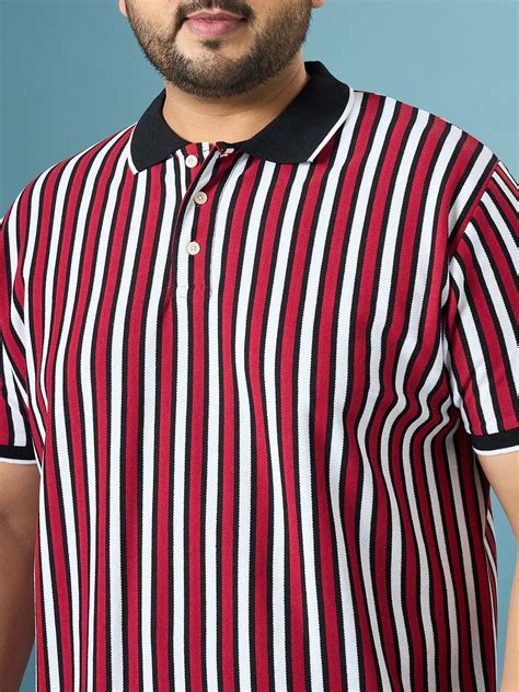 Men Plus Size Ruby Multicolor Striped Polo Tshirt – bigbanana