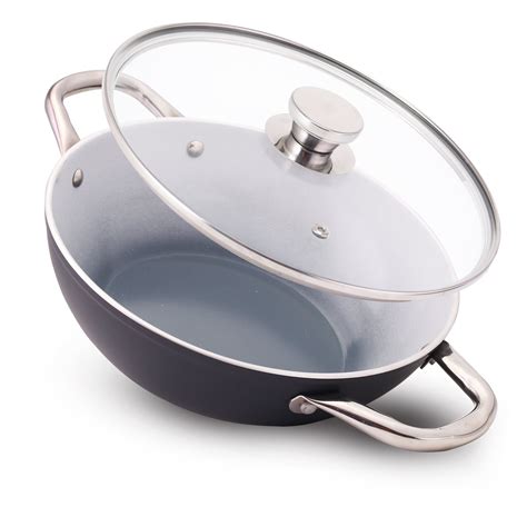 Eco-Glide Kadhai with Glass Lid | | Chemical-free Ceramic Coating | 24 ...