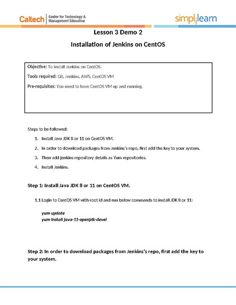 1 Installing Jenkins on Cent OS - Lesson 3 Demo 2 Installation of ...