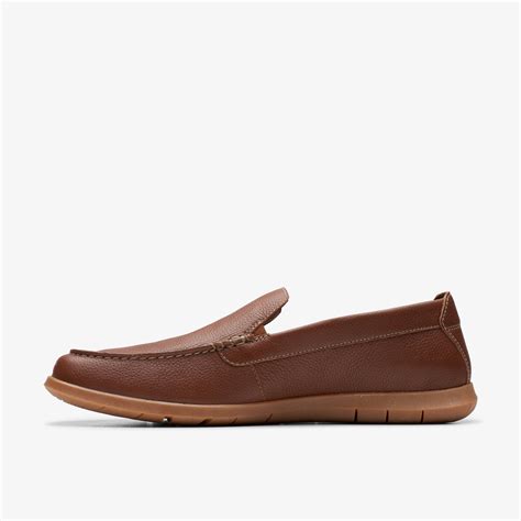 Mens Flexway Step Light Brown Leather Loafer Slip On Shoes | Clarks