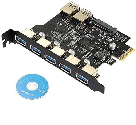 Pi+(Pi Plus) 7 Ports PCI-E to USB 3.0 Expansion Card Interface 5-Port 2 ...