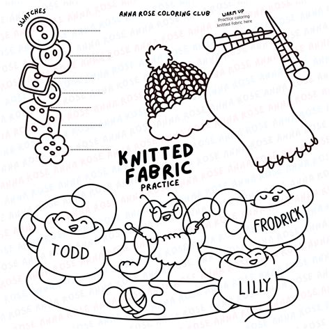 Knitted Fabric Practice Coloring Page - Anna Rose