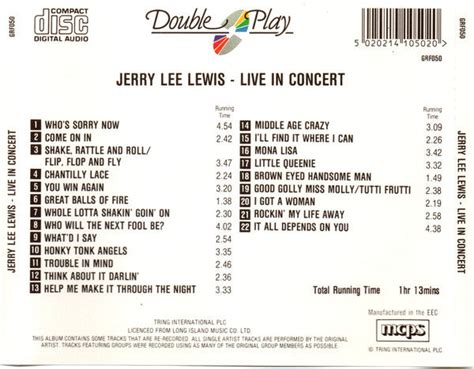 Jerry Lee Lewis - Live In Concert (CD) | MusicCircle