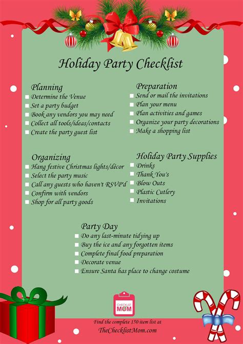 Christmas Party Checklist Printable - Printable Calendars AT A GLANCE