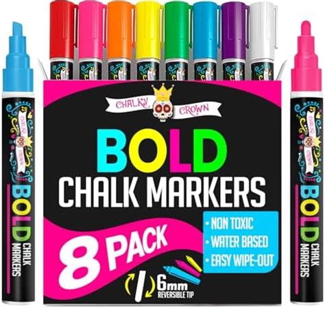 Chalky Crown Liquid Chalk Markers For Blackboards-Bold Color Dry Erase ...