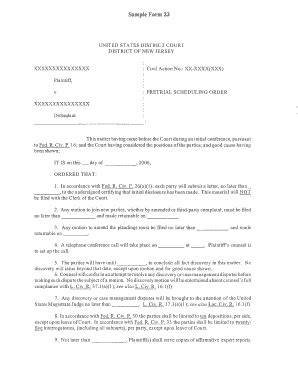 Form 23: Pretrial Scheduling Order, Civil Litigation Management ...