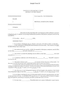 Form 23: Pretrial Scheduling Order, Civil Litigation Management ...