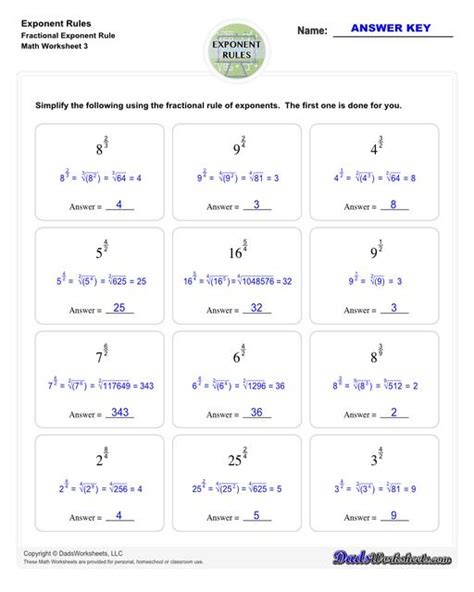 Exponent Rules - Math Worksheets - Worksheets Library