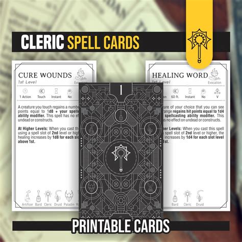 Cleric Spell Cards for Dnd 5e: Printable Fillable Pdfs - Etsy