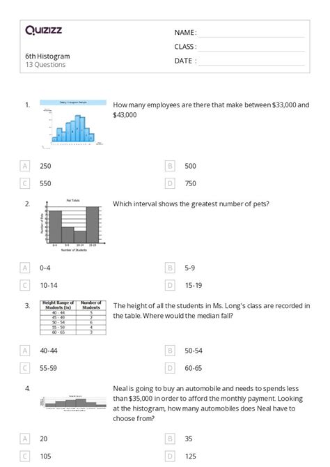 50+ Histograms worksheets for Kindergarten on Quizizz | Free & Printable