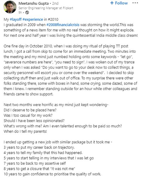 Flipkart employee recalls being laid off in 2010 over a meeting, says ...