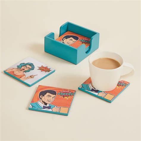 Buy Raisa Comic Story Set of 6 Wood Coasters from Home Centre at just ...