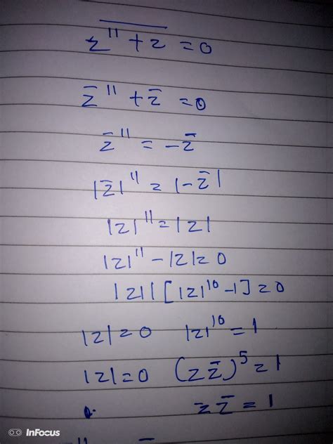 The number of solutions of z¹¹+Z conjugate is (where z is a complex ...