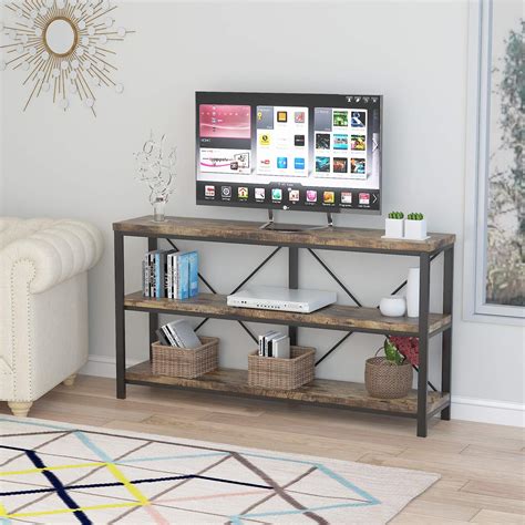 Buy AOUSTHOP Console Table, 3-Tier Industrial Sofa Tables, 55 Inch ...