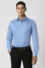 Buy Men Blue Regular Fit Stripe Full Sleeves Formal Shirt Online ...