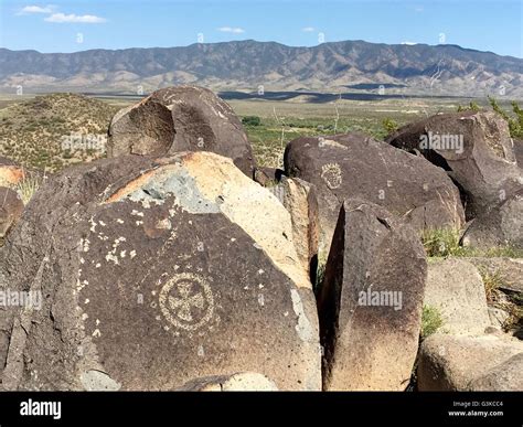Native Americans (Jornada Mogollon people) carved petroglyphs on rocks ...