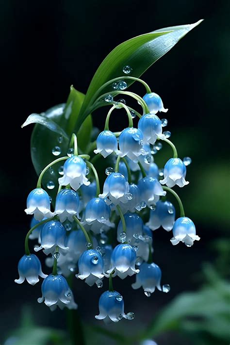 Beautiful Blue Flowers with Water Droplets