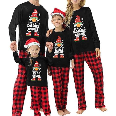 Bravoy Family Matching Christmas Pajamas, Long Sleeve Hat Print Tops ...