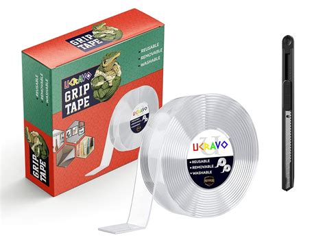 UCRAVO Double Sided Tape with Cutter, 3 Meter Removable and Washable ...