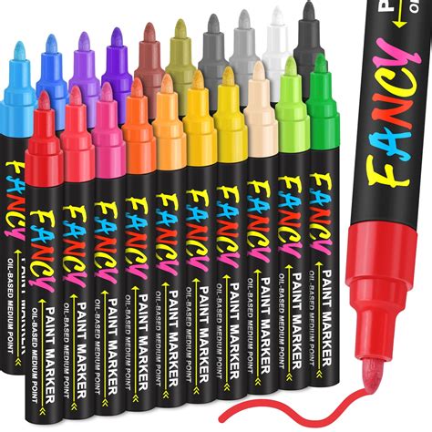 20 Colors Paint Markers, Paint Pens Oil-Based Waterproof Paint Marker ...