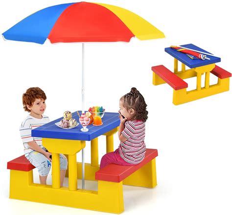 Amazon.com: HOMGX Kids Picnic Table, Toddler Picnic Table with ...