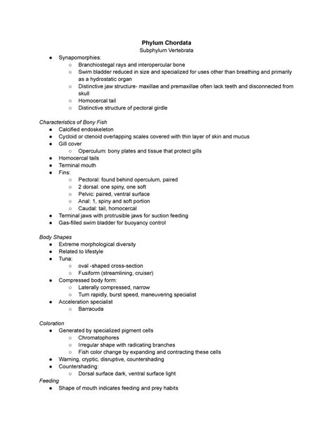 Phylum Chordata - Description of bony fish characteristics, behavior ...