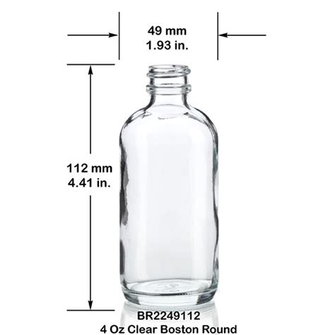 4 oz Clear Boston Round Bottle 22-400 | 12 Pack