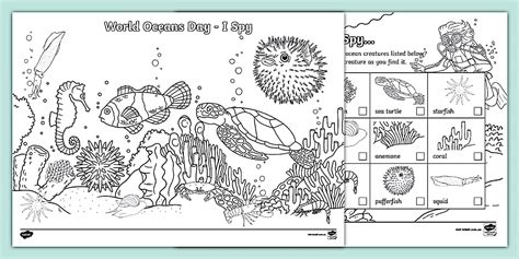 World Oceans Day Ocean Creatures I Spy