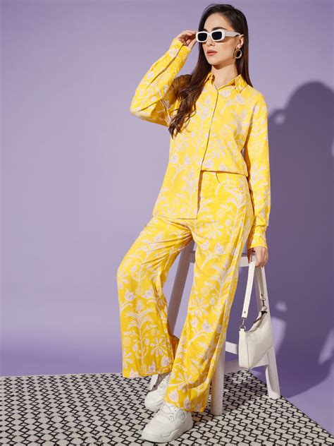 Sunflower Dreams: A Rayon Co-ord Set in Yellow | Hues of India – Cation ...