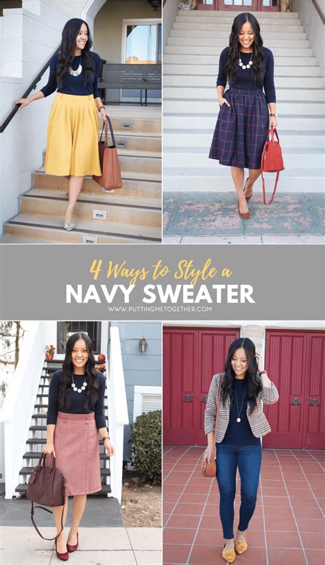 Four Outfits With a Navy Sweater + 9 More Ways to Wear a Navy Sweater ...