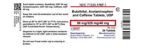 BUTALBITAL, ACETAMINOPHEN AND CAFFEINE TABLETS, USP 50 mg/325 mg/40 mg