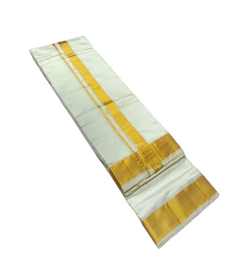 Handloom Pure Silk Cream/Sandal Color Dhoti Size 9X5 (or) 4.1Mtr Dhoti ...