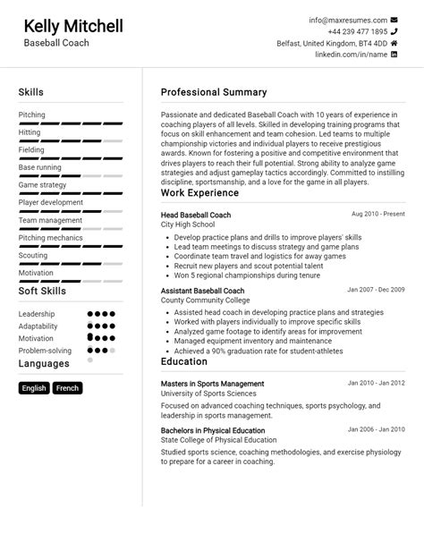 7 Best Baseball Coach Resume Examples for 2025