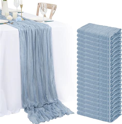 Amazon.com: 20 Pack Dusty Blue Table Runner 10Ft Cheesecloth Table ...