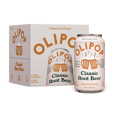 OLIPOP Prebiotic Soda, Classic Root Beer, 12 fl oz, 4 Pack, Pantry ...