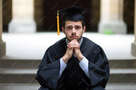 Portrait of an upset university student on graduation day created with ...