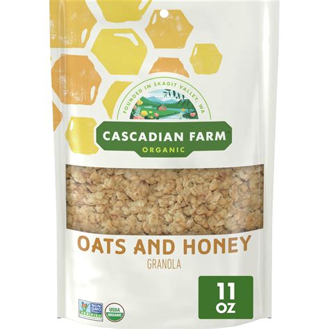 Cascadian Farm Organic Granola, Oats and Honey Cereal, Resealable Pouch ...