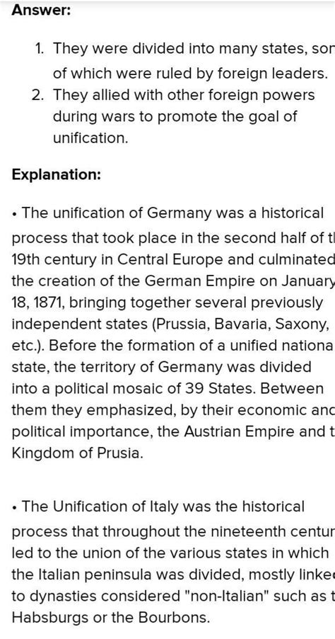 Which two sentences describe a condition that was common to Germany and ...
