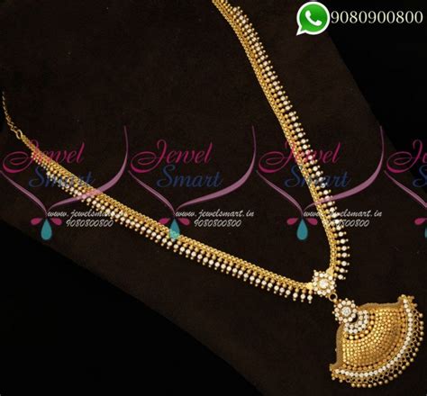 Kerala Style Arumbu Long Gold Necklace South Indian Haram Traditional ...