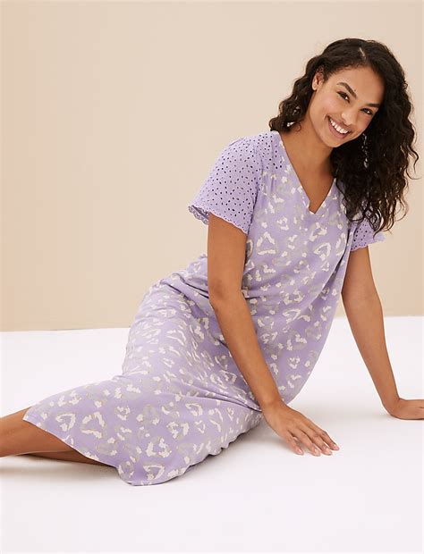 Buy Cotton Rich Heart Print Long Nightdress at Marks & Spencer
