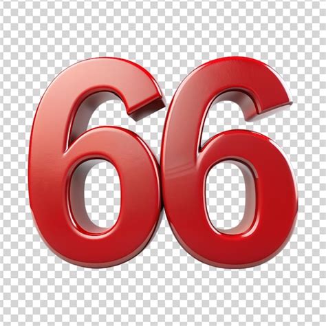 66 number isolated on transparent background | Premium AI-generated PSD