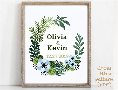 Wedding Cross Stitch Pattern - Ollivia and Daniel - Nature Inspired ...