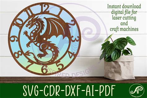 Dragon Wall Clock Laser Cut Files, SVG · Creative Fabrica